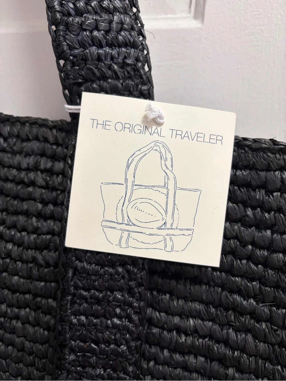 Hat Attack Black Woven Raffia Tote